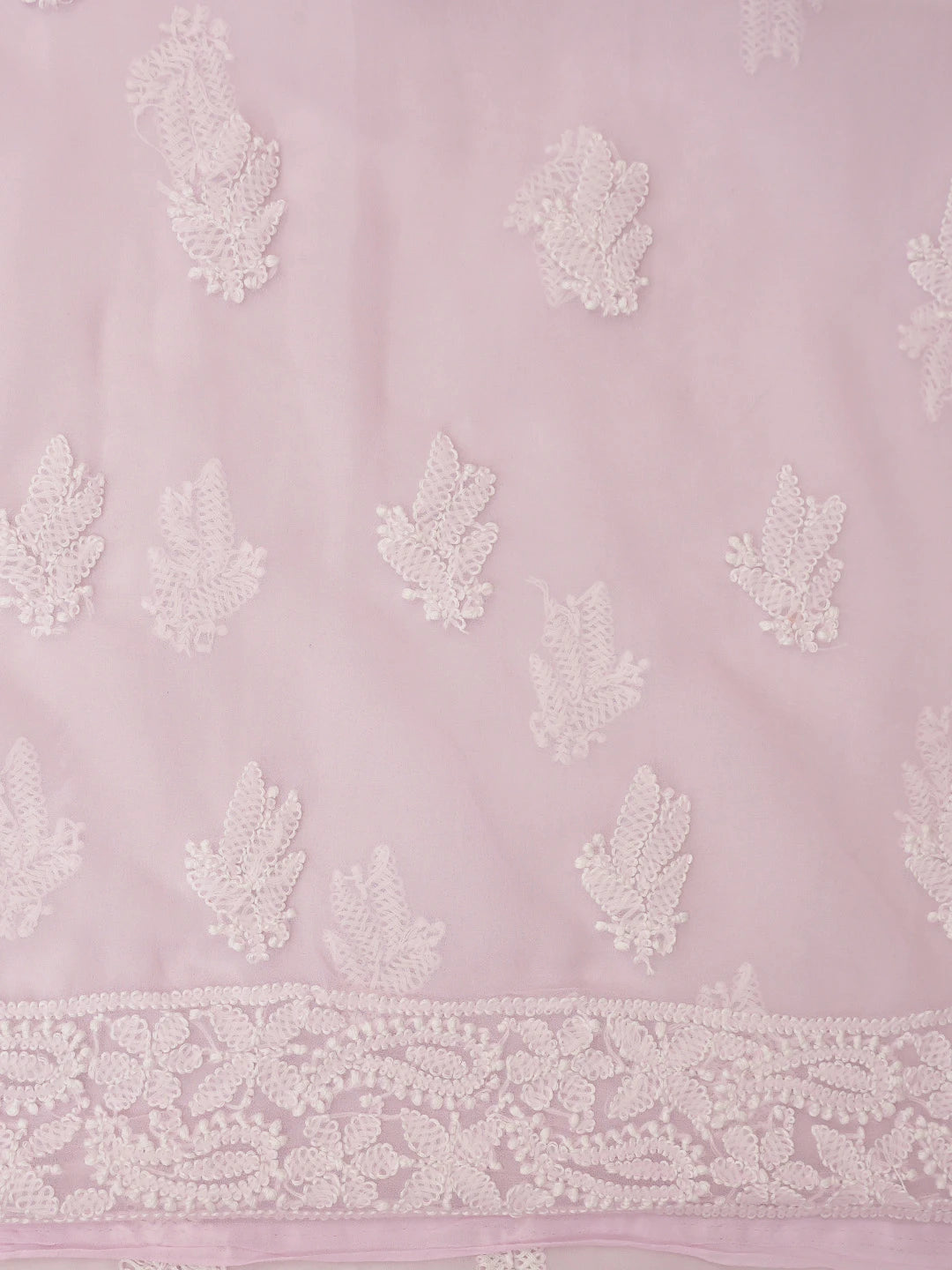 Ada Hand Embroidered Pink Georgette Lucknowi Chikankari Unstitched Suit Piece 01A835654