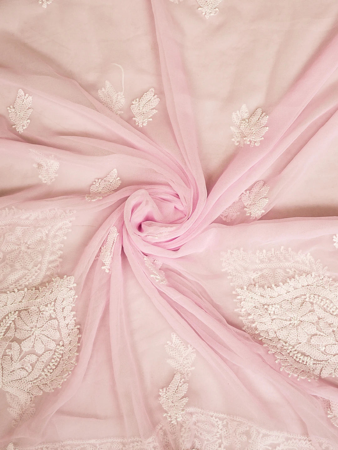 Ada Hand Embroidered Pink Georgette Lucknowi Chikankari Unstitched Suit Piece 01A835654