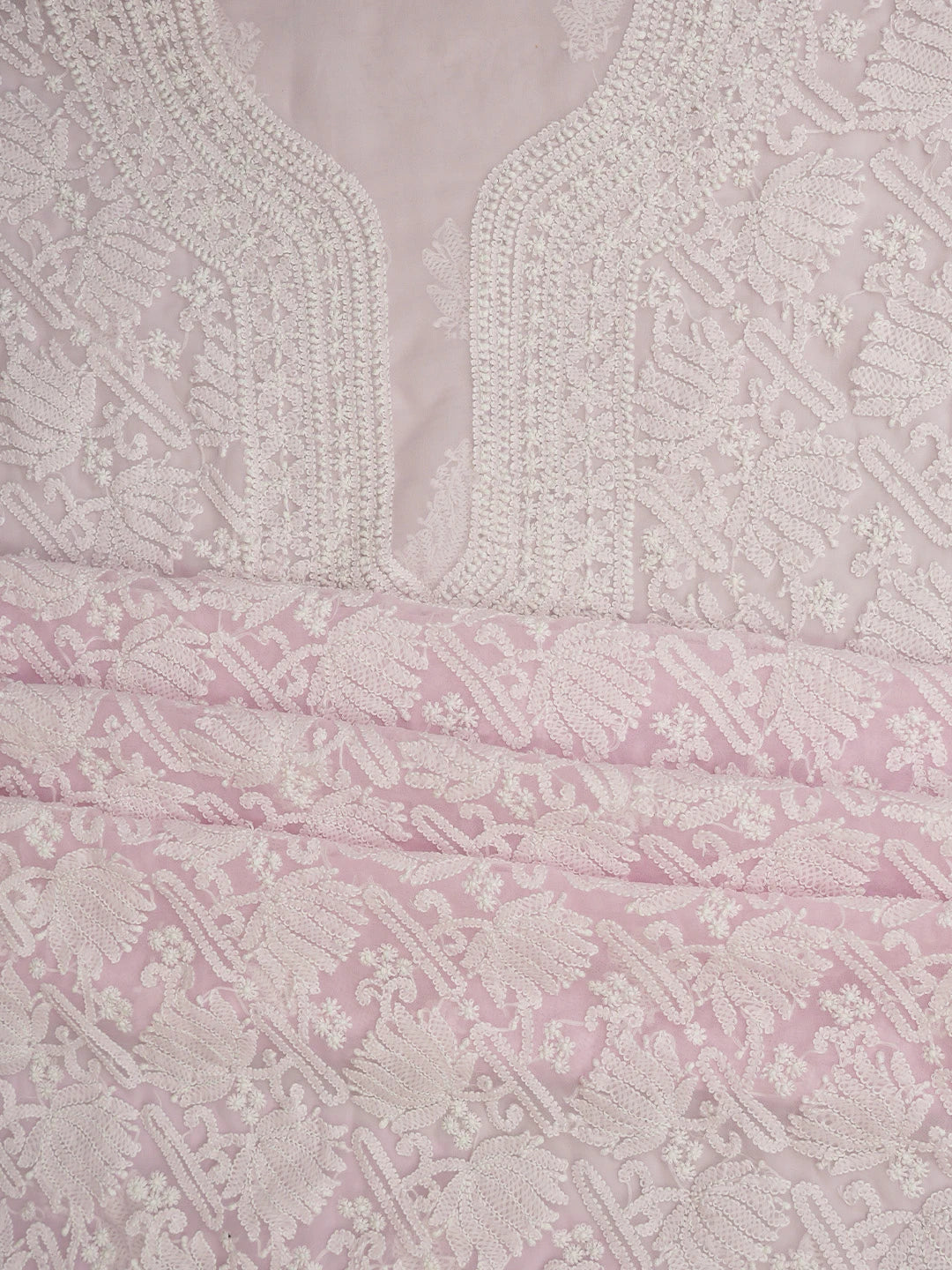 Ada Hand Embroidered Pink Georgette Lucknowi Chikankari Unstitched Suit Piece 01A835654