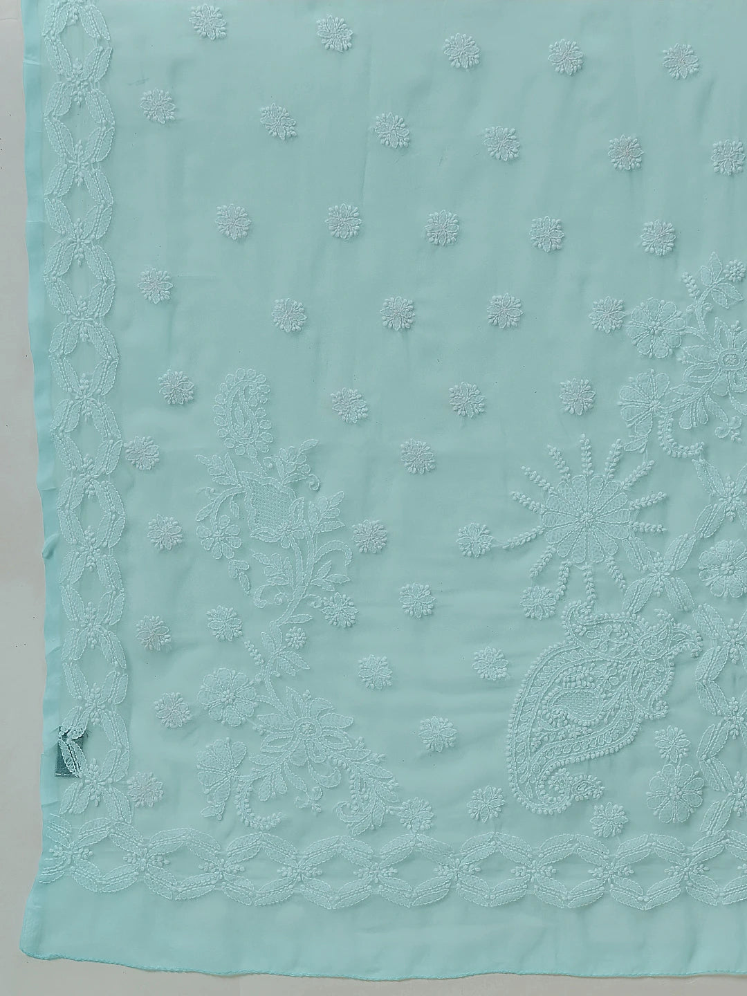 Ada Hand Embroidered Light Blue Georgette Lucknowi Chikankari Saree with Blouse A130176