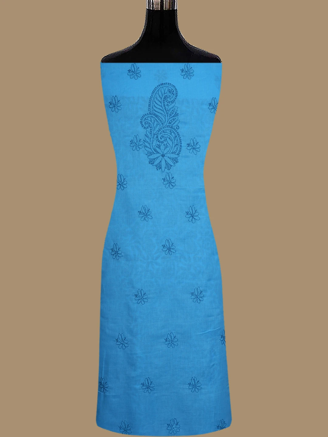 Ada Hand Embroidered Blue Cotton Lucknowi Chikankari Unstitched Kurta Piece 01A844098