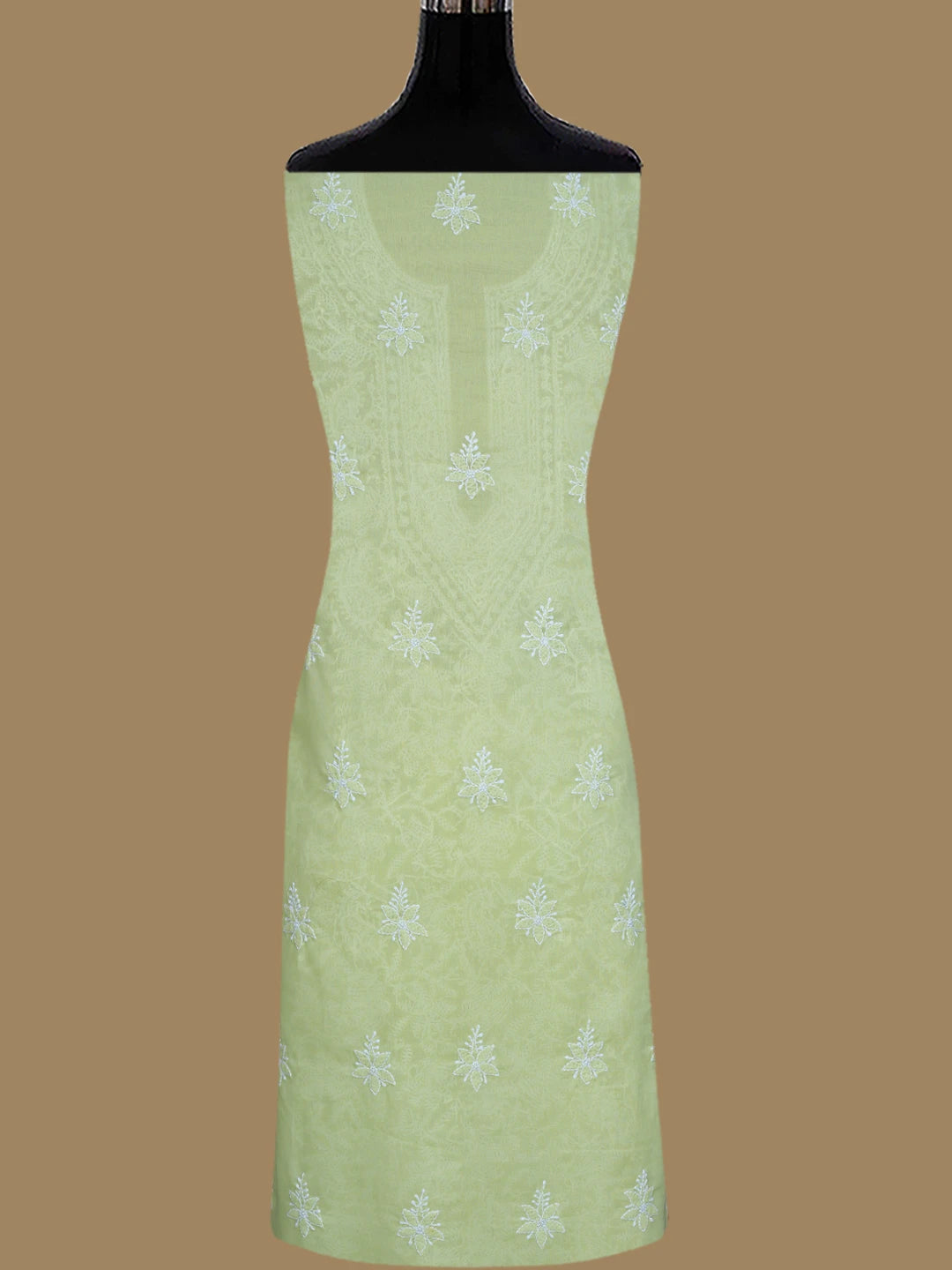 Ada Hand Embroidered Green Cotton Lucknowi Chikankari Unstitched Kurta Piece 01A844095