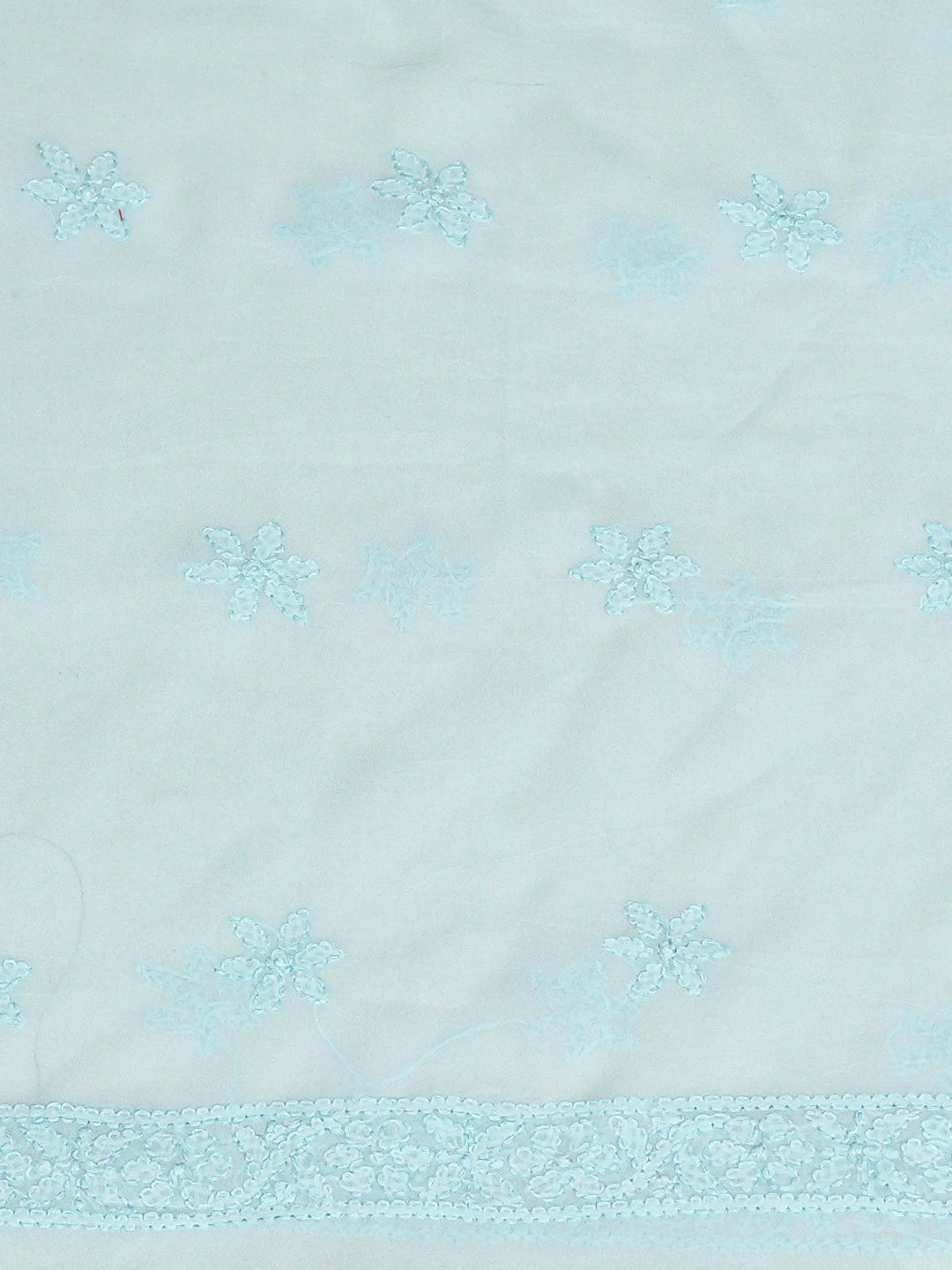 Ada Hand Embroidered Blue Viscose Georgette Lucknowi Chikankari Unstitched Kurta Dupatta Set 01A811118