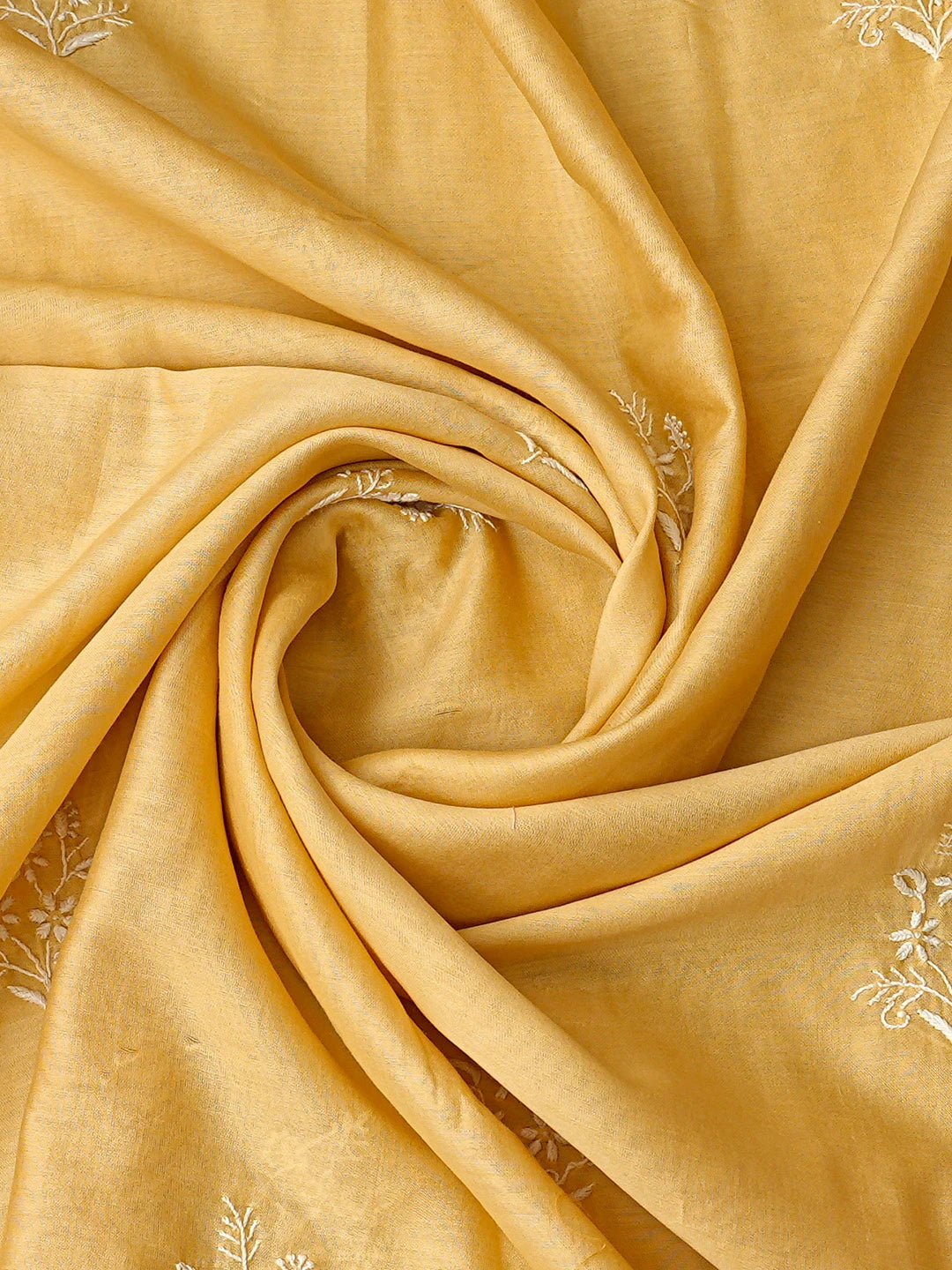Ada Hand Embroidered Beige Chanderi Lucknowi Chikankari Unstitched Kurta Dupatta Set 01A843841