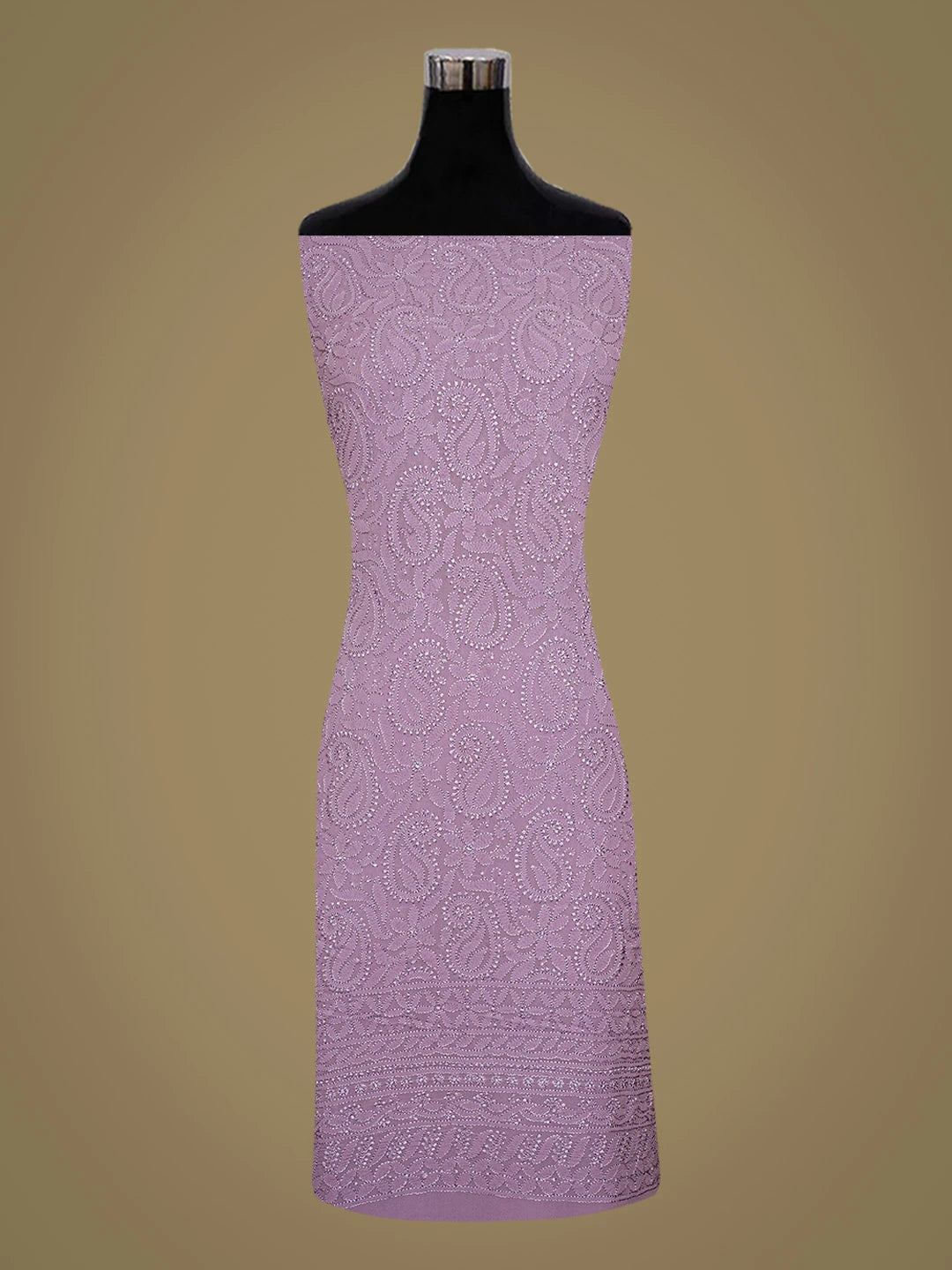 Ada Hand Embroidered Chinese Violet Viscose Georgette Lucknowi Chikankari Unstitched Kurta Dupatta Set 01A809948