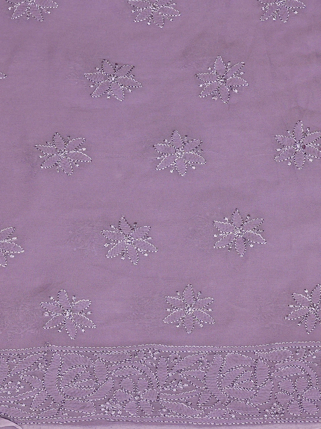 Ada Hand Embroidered Chinese Violet Viscose Georgette Lucknowi Chikankari Unstitched Kurta Dupatta Set 01A809948