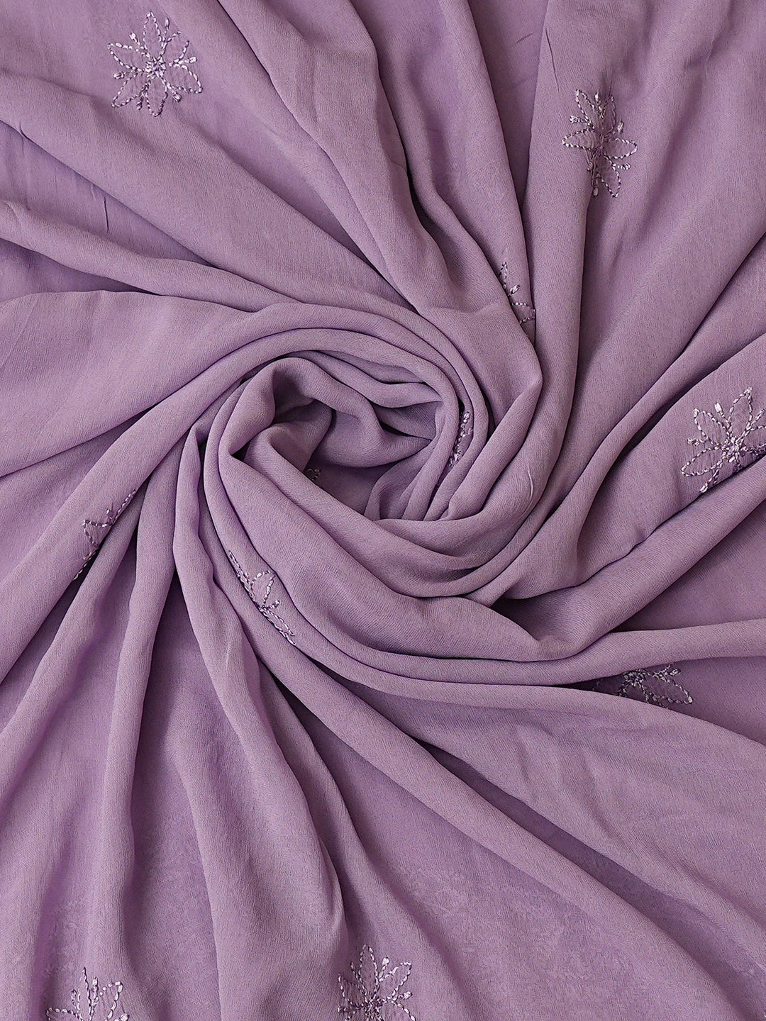 Ada Hand Embroidered Chinese Violet Viscose Georgette Lucknowi Chikankari Unstitched Kurta Dupatta Set 01A809948