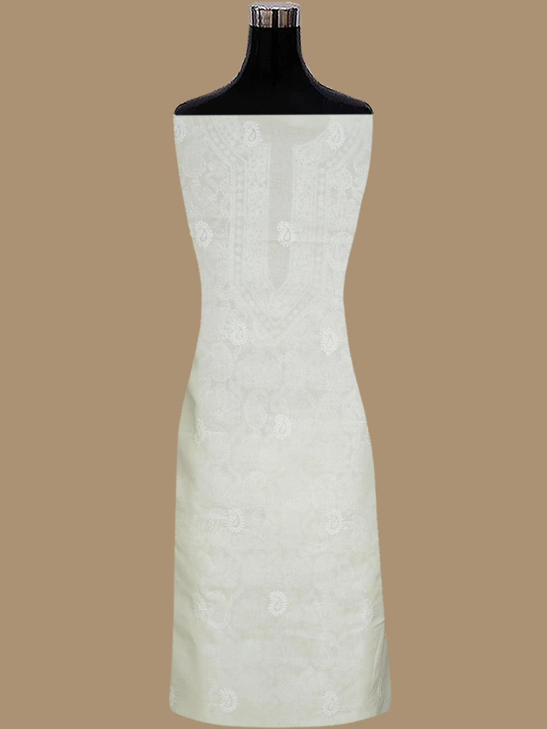 Ada Hand Embroidered Cream Cotton Lucknowi Chikankari Unstitched Kurta Piece 01A844076