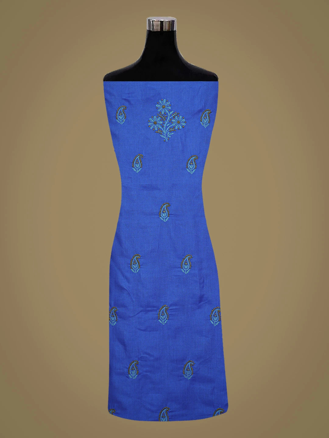 Ada Hand Embroidered Royal Blue Cotton Lucknowi Chikankari Unstitched Suit Piece 01A839724
