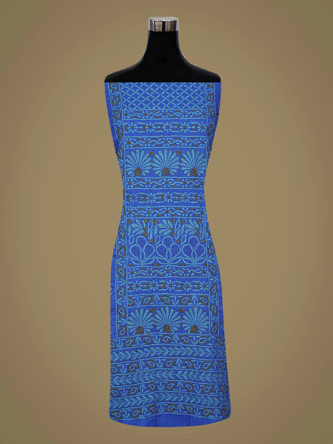 Ada Hand Embroidered Royal Blue Cotton Lucknowi Chikankari Unstitched Suit Piece 01A839724