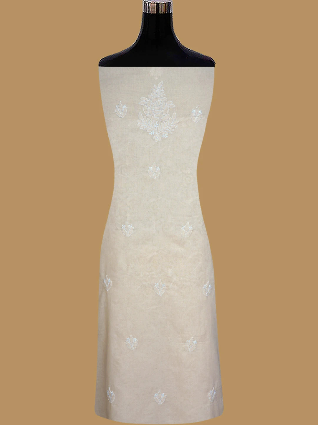 Ada Hand Embroidered Peach Cotton Lucknowi Chikankari Unstitched Kurta Piece 01A772920