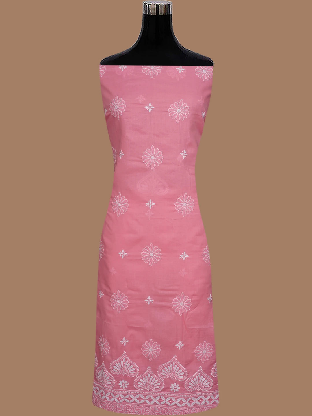 Ada Hand Embroidered Peach Bud Cotton Lucknowi Chikankari Unstitched Kurta Piece 01A718492