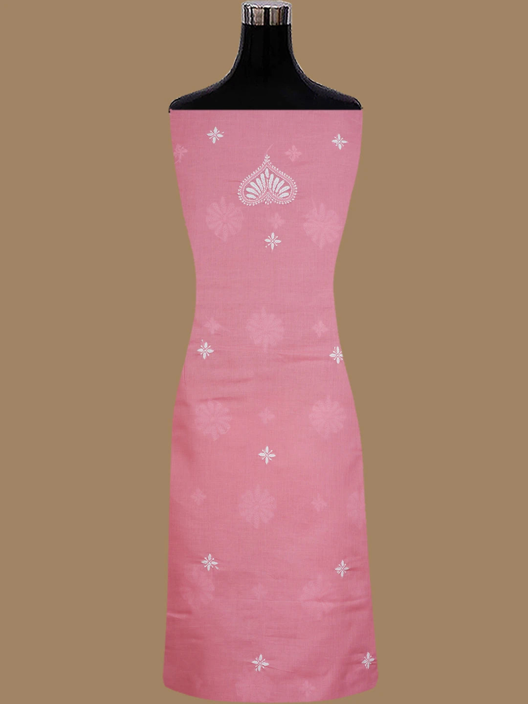 Ada Hand Embroidered Peach Bud Cotton Lucknowi Chikankari Unstitched Kurta Piece 01A718492