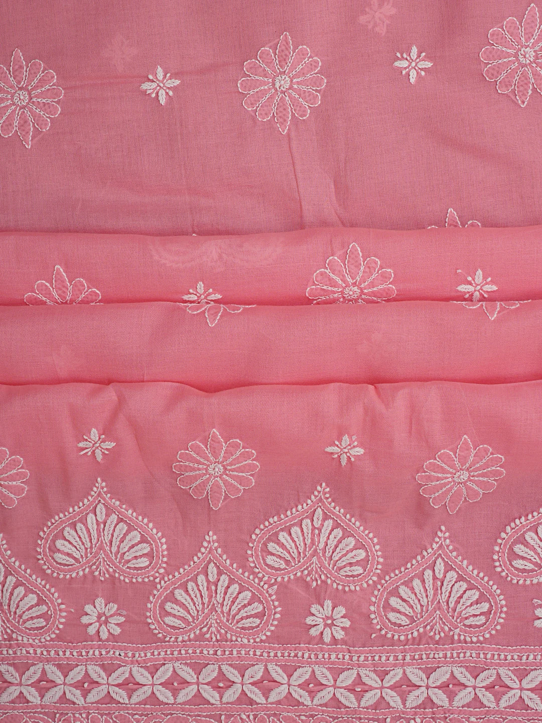 Ada Hand Embroidered Peach Bud Cotton Lucknowi Chikankari Unstitched Kurta Piece 01A718492