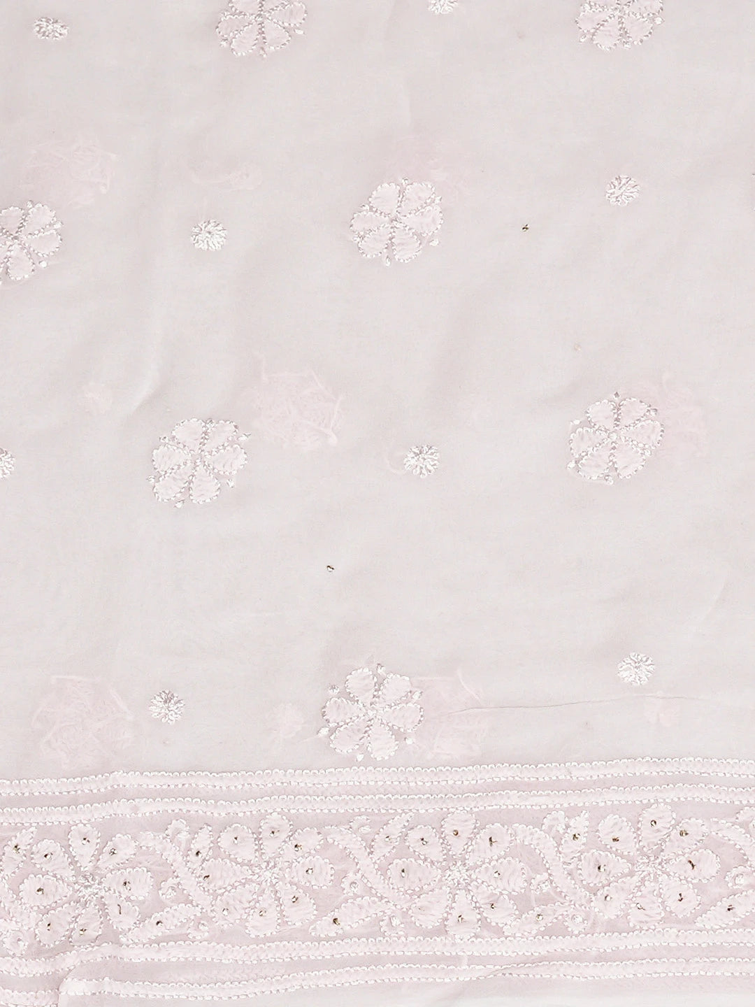 Ada Hand Embroidered Pink Viscose Georgette Lucknowi Chikankari Unstitched Kurta Dupatta Set With Mukaish Work 01A809993
