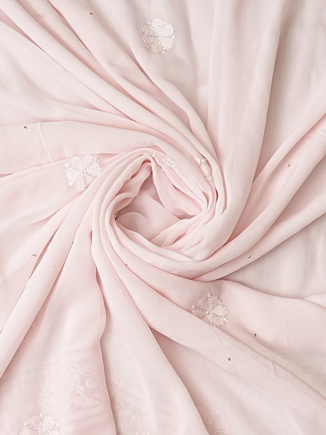 Ada Hand Embroidered Pink Viscose Georgette Lucknowi Chikankari Unstitched Kurta Dupatta Set With Mukaish Work 01A809993