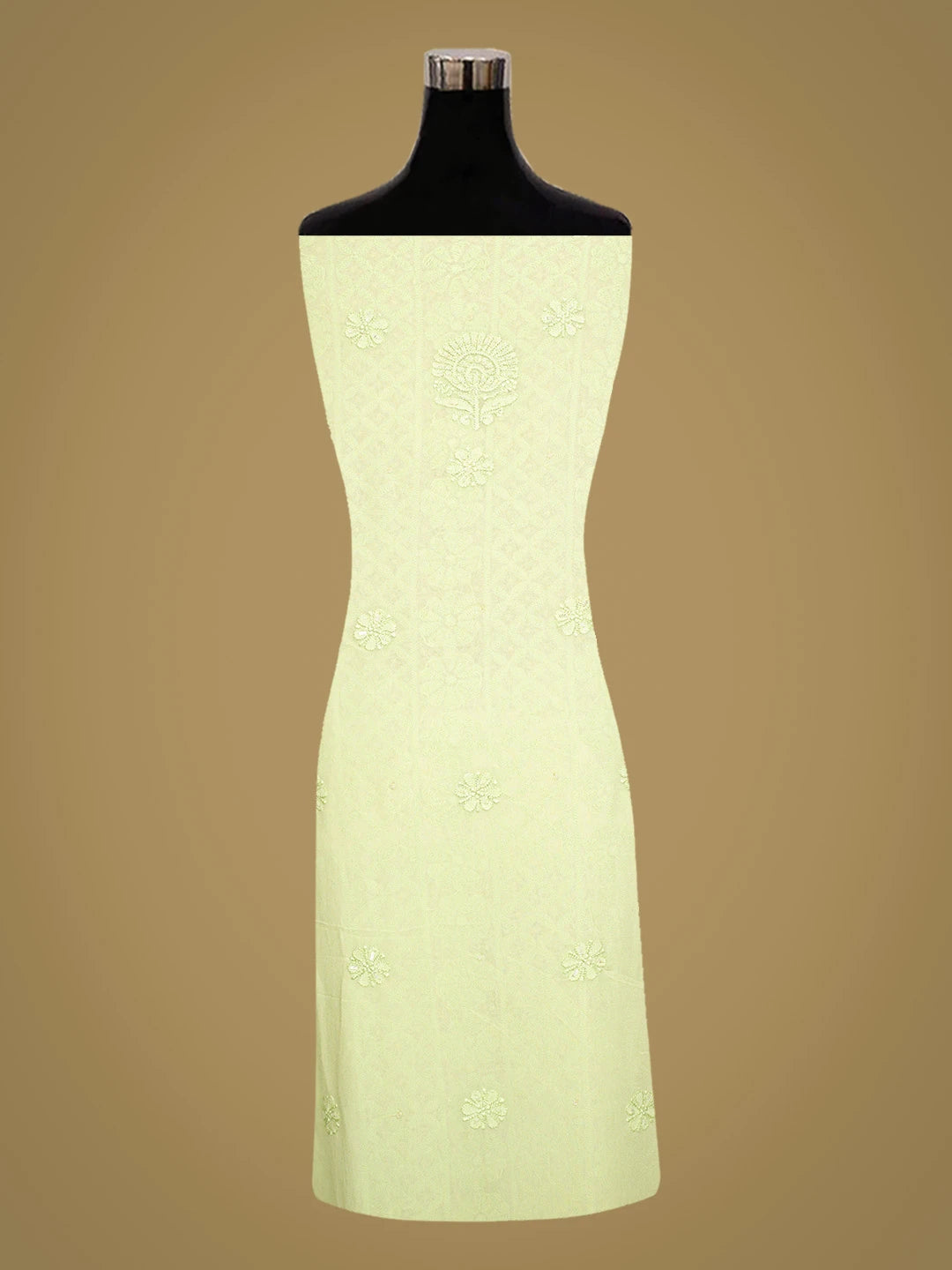 Ada Hand Embroidered Light Green Viscose Georgette Lucknowi Chikankari Unstitched Kurta Dupatta Set With Cutdana Work 01A789446