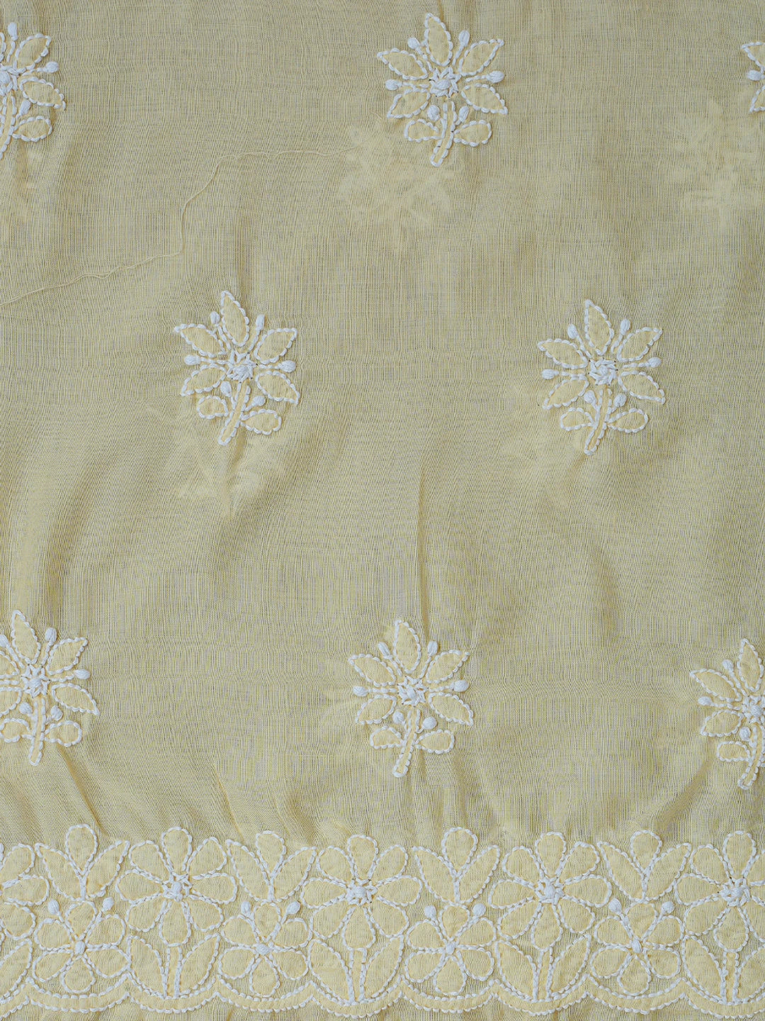 Ada Hand Embroidered Biscuit Yellow Cotton Lucknowi Chikankari Unstitched Kurta Piece 01A772849