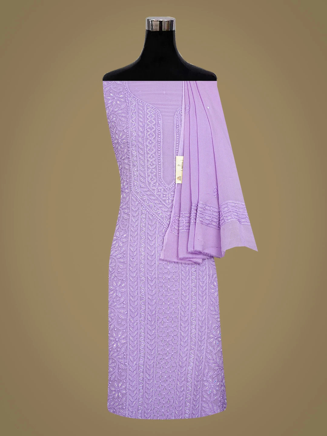 Ada Hand Embroidered Mauve Viscose Georgette Lucknowi Chikankari Unstitched Kurta Dupatta Set With Cutdana Work 01A751241
