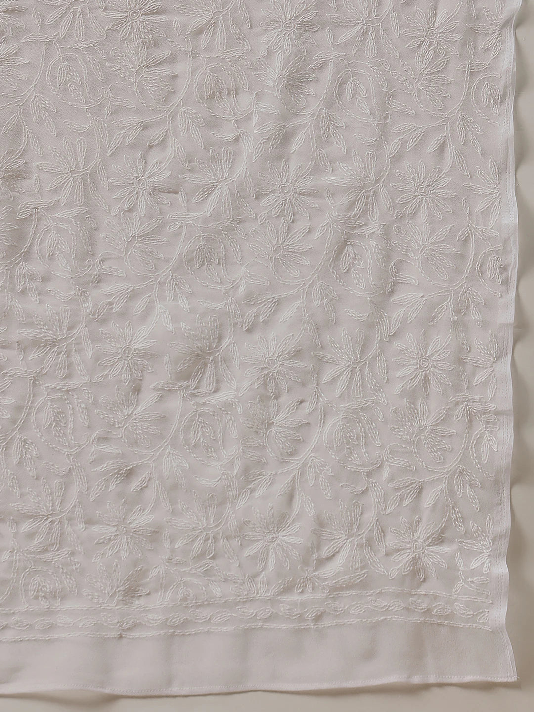 Ada Hand Embroidered White Georgette Lucknowi Chikankari Dupatta A511229