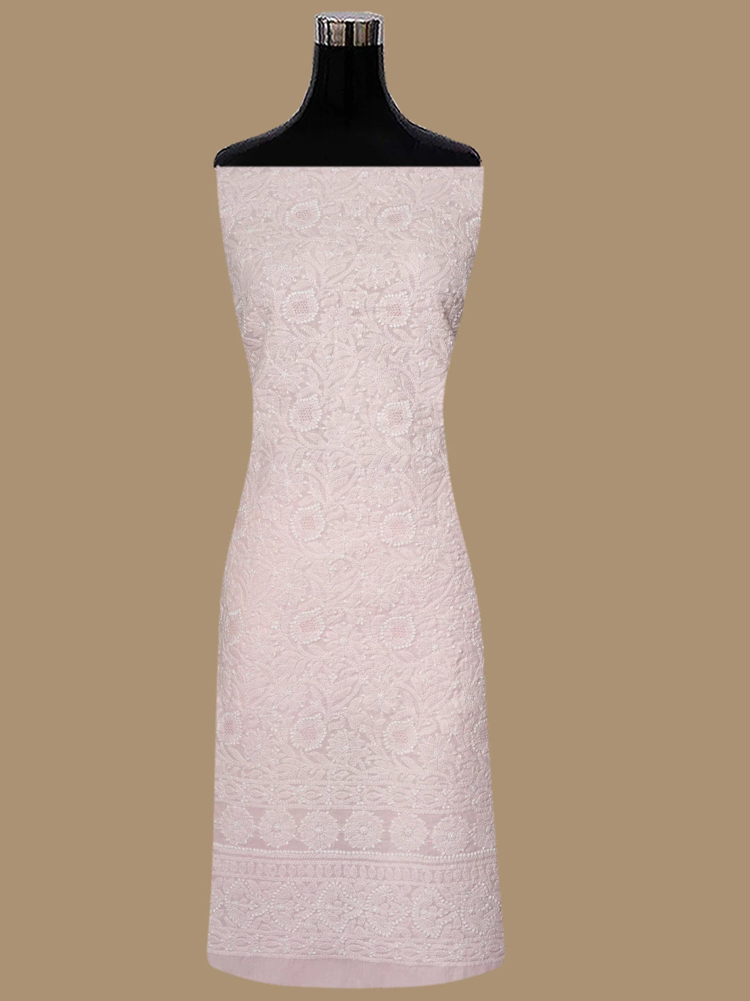 Ada Hand Embroidered Pink Cotton Lucknowi Chikankari Unstitched Suit Piece 01A832146
