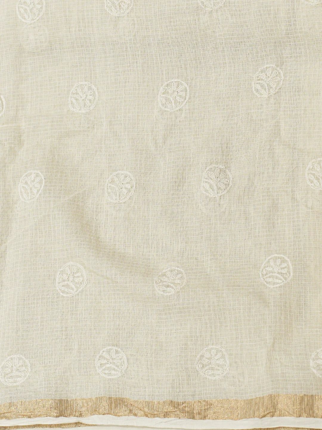 Ada Hand Embroidered Fawn Kota Moonga Lucknowi Chikankari Saree and Blouse 01A837063
