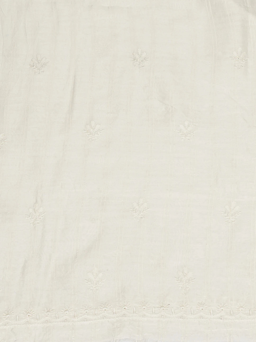 Ada Hand Embroidered Cream Chanderi Lucknowi Chikankari Unstitched Kurta Dupatta Set 01A843866