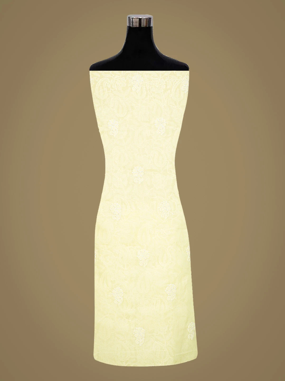 Ada Hand Embroidered Lemon Cotton Lucknowi Chikankari Unstitched Kurta Piece 01A844087