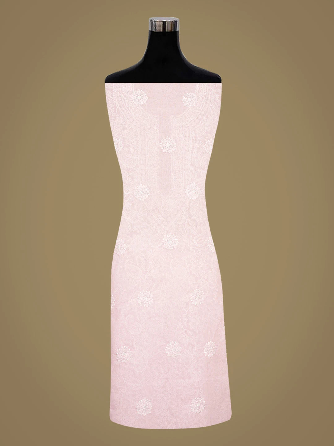 Ada Hand Embroidered Pink Cotton Lucknowi Chikankari Unstitched Kurta Piece 01A844097
