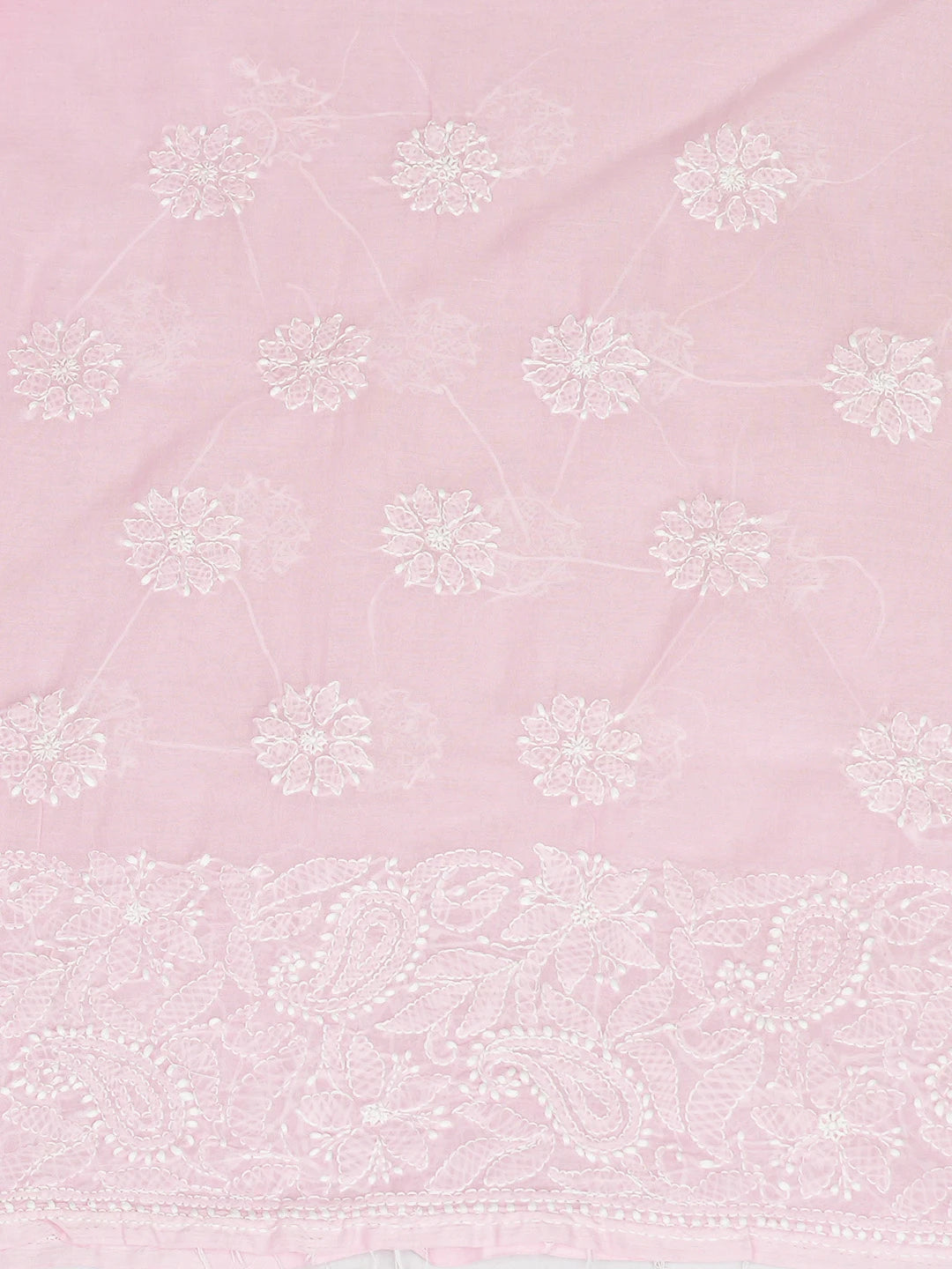 Ada Hand Embroidered Pink Cotton Lucknowi Chikankari Unstitched Kurta Piece 01A844097