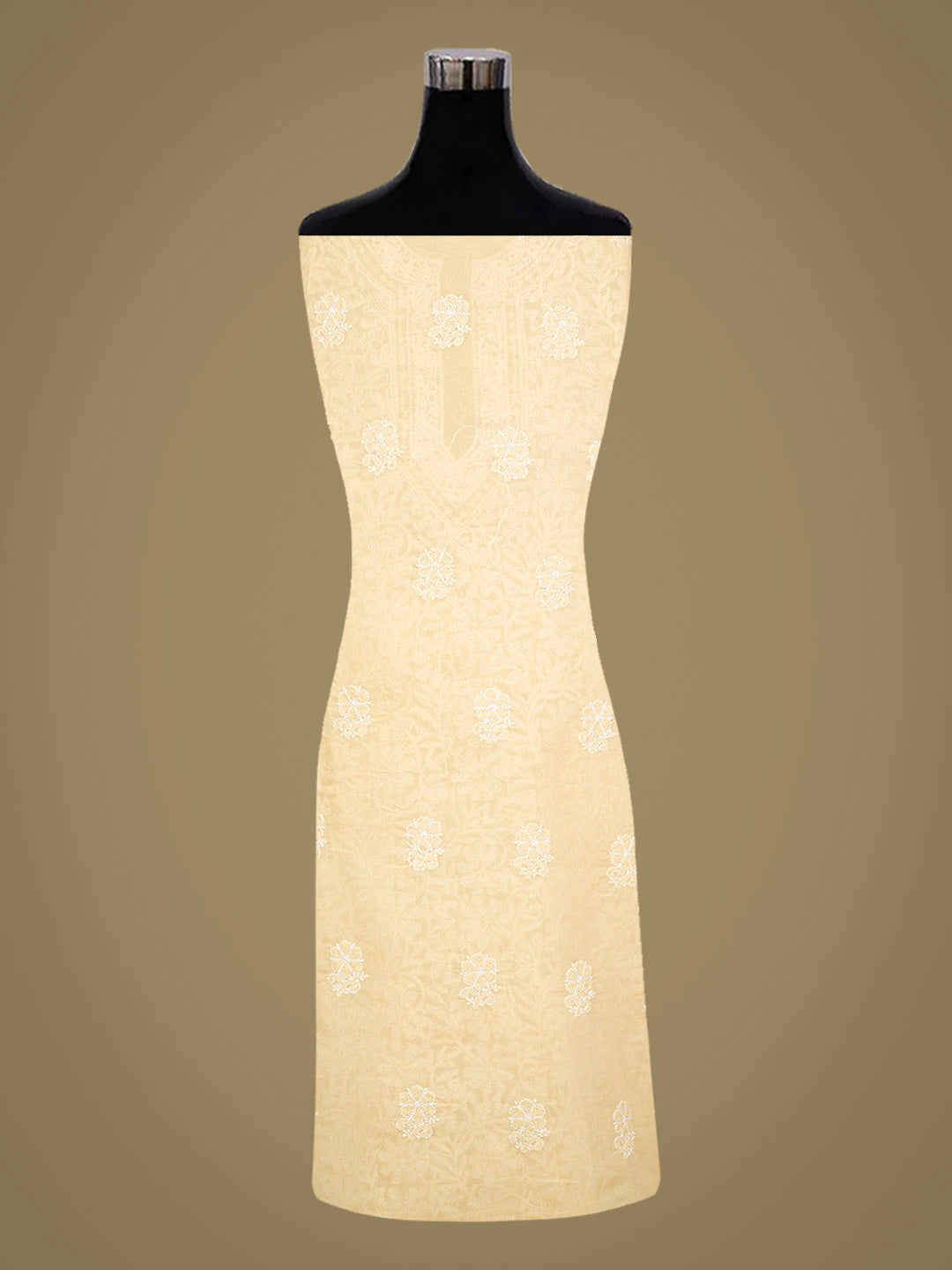 Ada Hand Embroidered Fawn Cotton Lucknowi Chikankari Unstitched Kurta Piece 01A844123