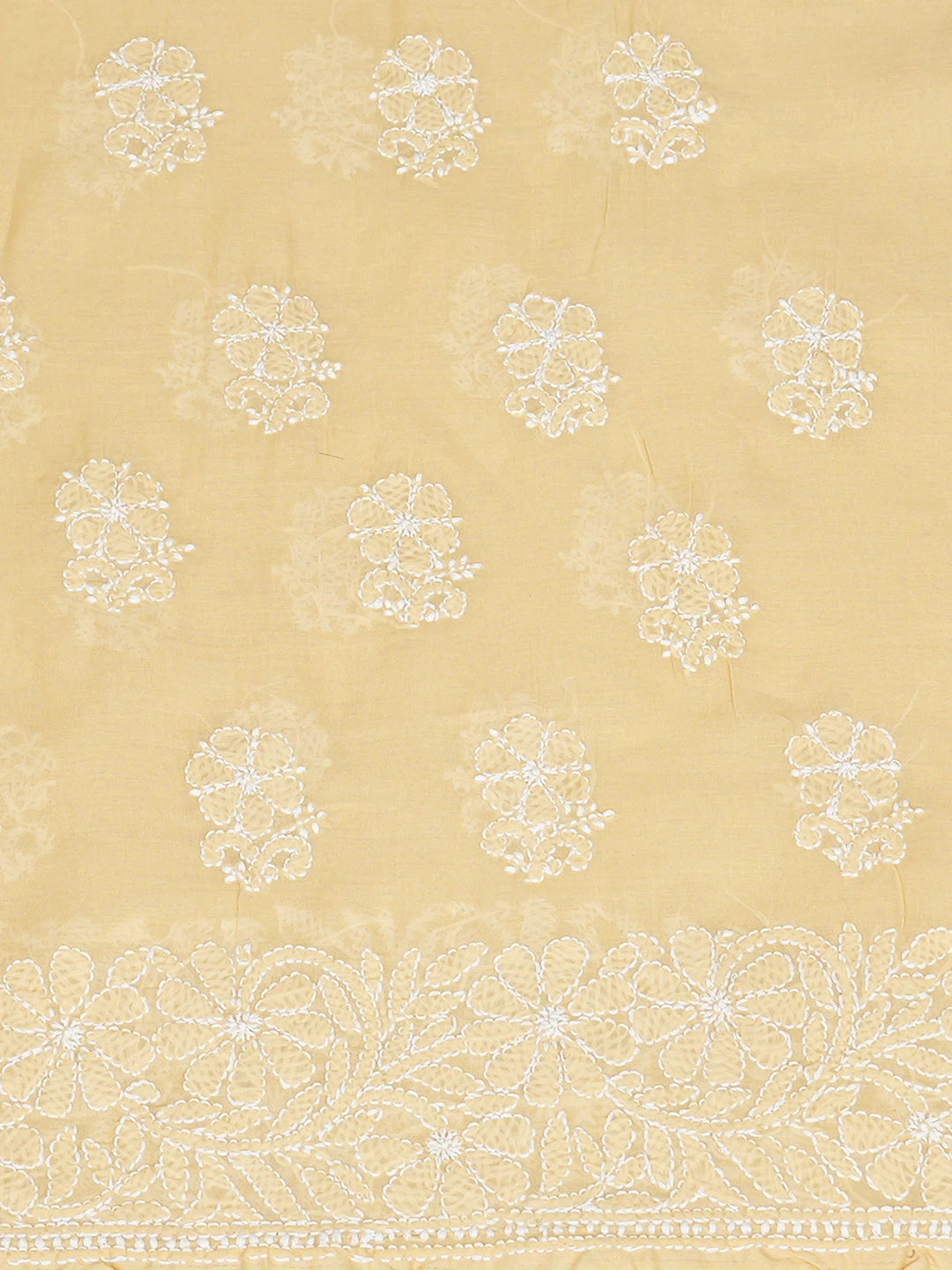 Ada Hand Embroidered Fawn Cotton Lucknowi Chikankari Unstitched Kurta Piece 01A844123