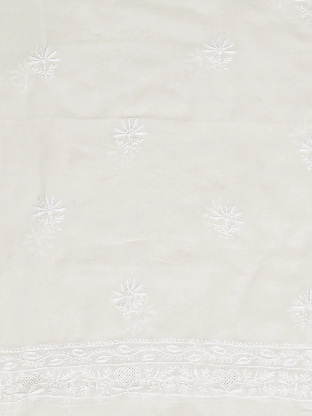Ada Hand Embroidered White Pure Georgette Lucknowi Chikankari Unstitched Kurta Dupatta Set 01A844546