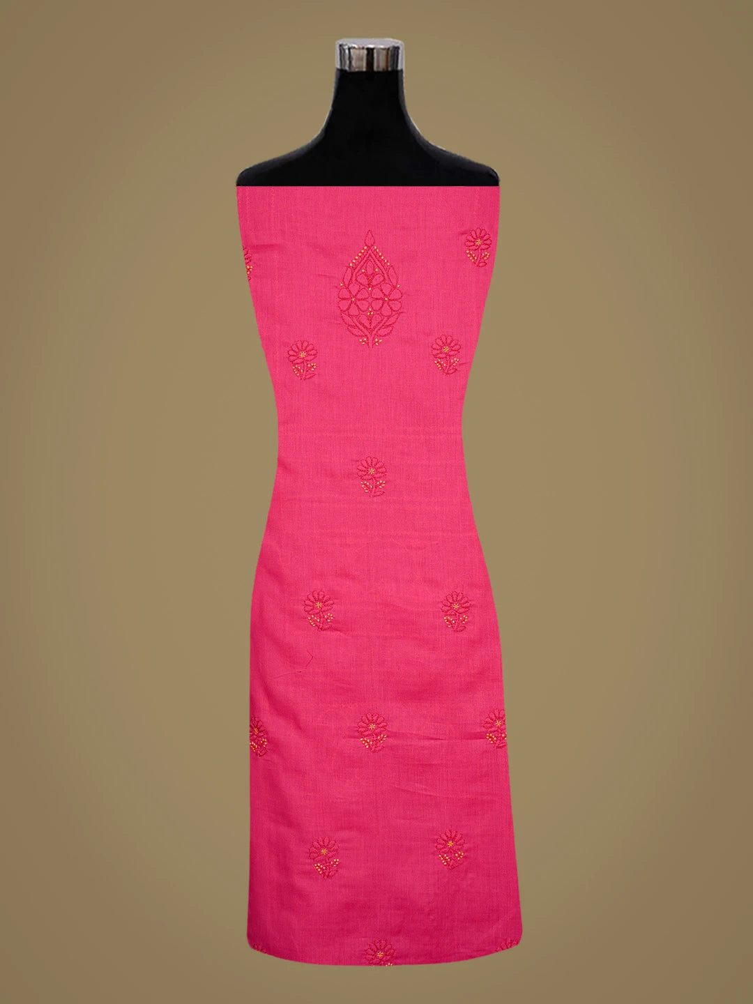 Ada Hand Embroidered Magenta Cotton Lucknowi Chikankari Unstitched Suit Piece 01A839729