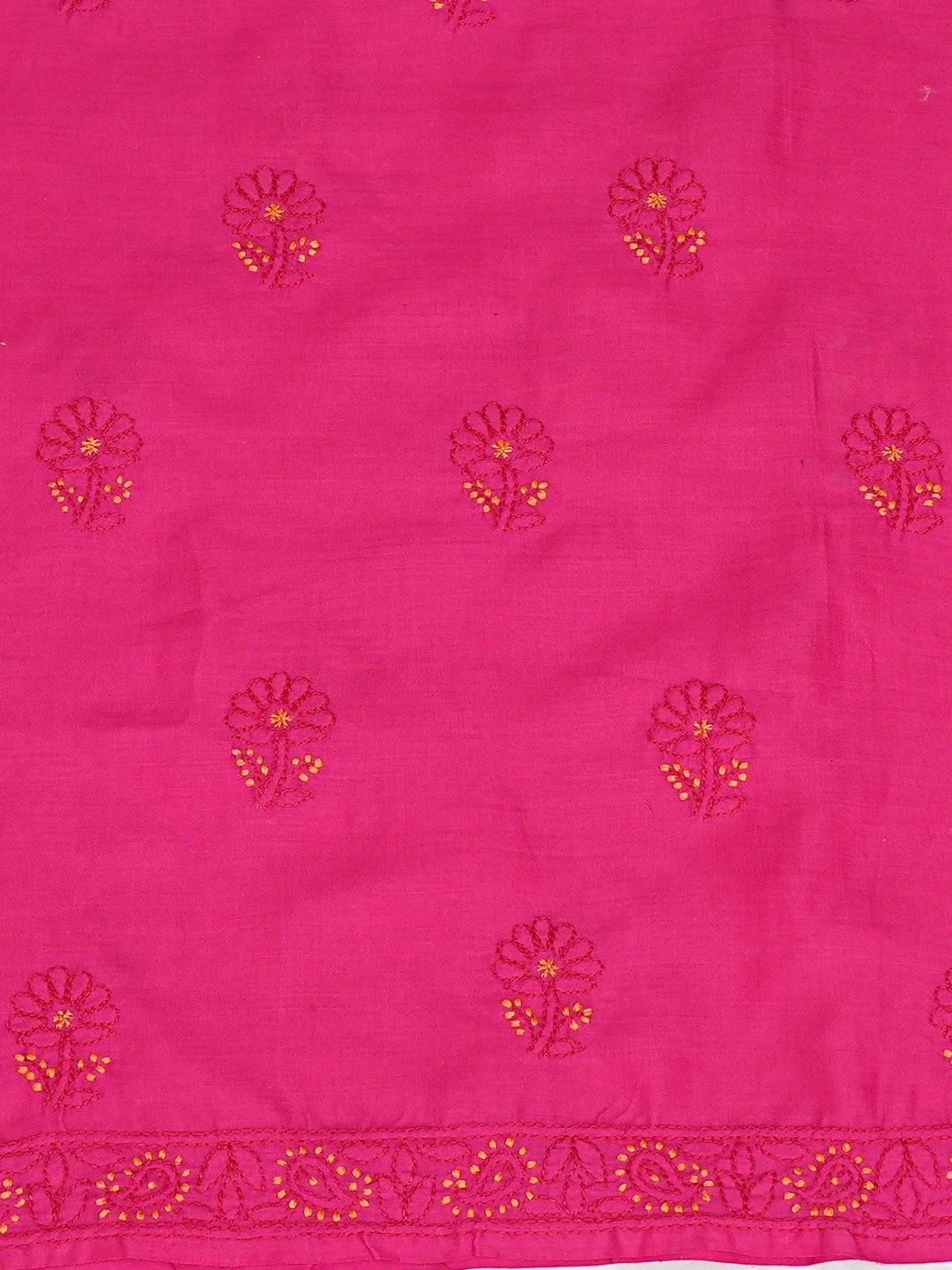 Ada Hand Embroidered Magenta Cotton Lucknowi Chikankari Unstitched Suit Piece 01A839729
