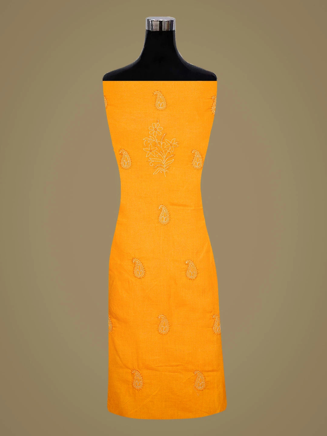 Ada Hand Embroidered Mustard Cotton Lucknowi Chikankari Unstitched Suit Piece 01A839733