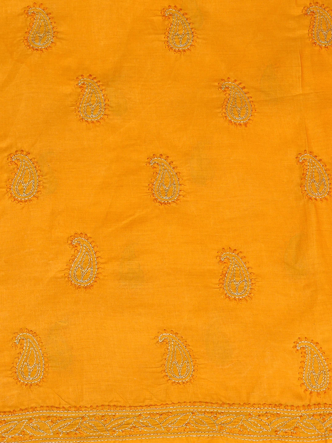 Ada Hand Embroidered Mustard Cotton Lucknowi Chikankari Unstitched Suit Piece 01A839733