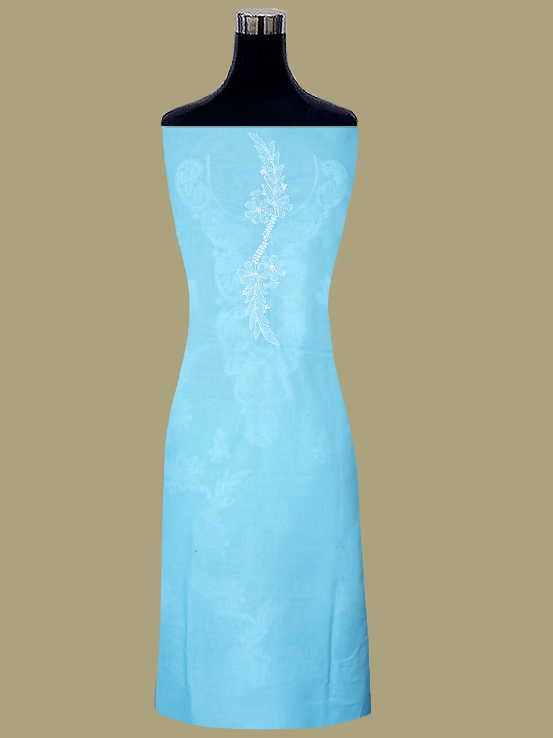 Ada Hand Embroidered Blue Cotton Lucknowi Chikankari Unstitched Suit Piece 01A847448