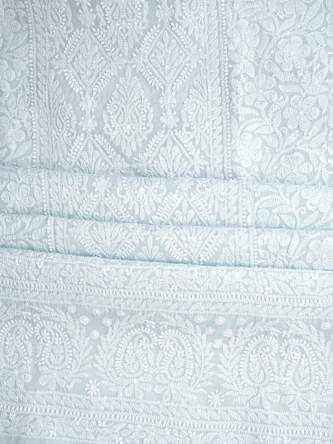 Ada Hand Embroidered Ice Blue Cotton Lucknowi Chikankari Unstitched Suit Piece 01A847538