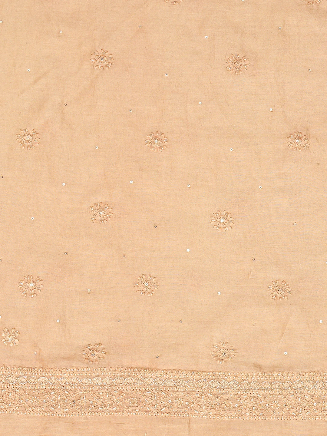 Ada Hand Embroidered Fresh Peach Chanderi Lucknowi Chikankari Unstitched Men's Kurta Piece With Cutdana Work 01A748109