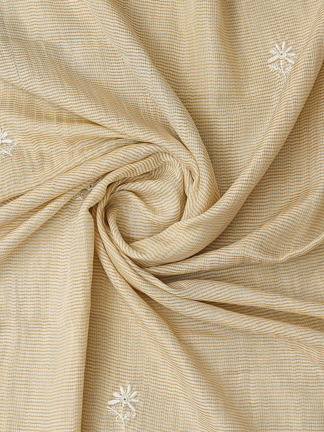 Ada Hand Embroidered Fawn Tissue Lucknowi Chikankari Unstitched Kurta Dupatta Set With Cutdana Work 01A825269