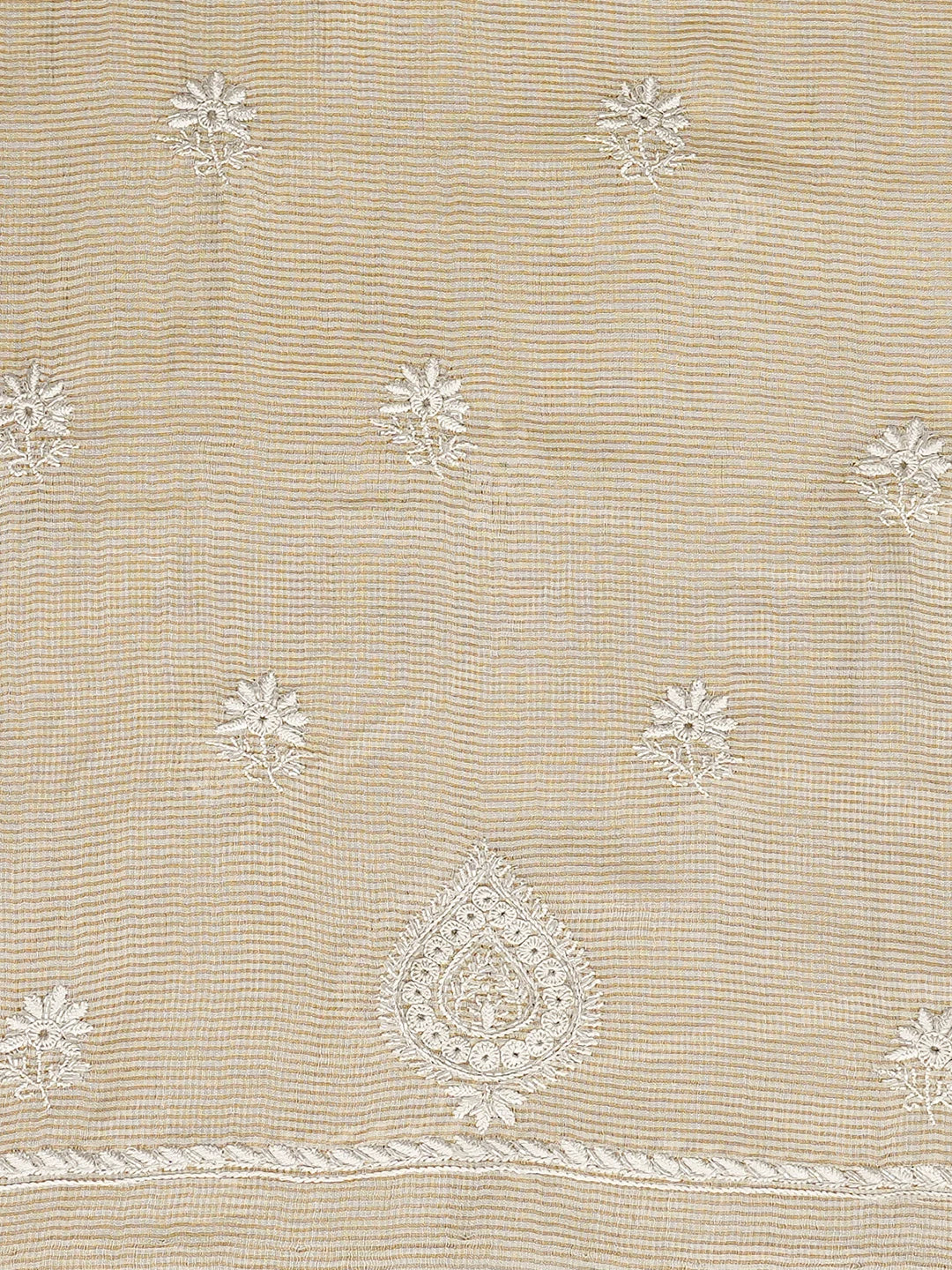 Ada Hand Embroidered Fawn Tissue Lucknowi Chikankari Unstitched Kurta Dupatta Set With Cutdana Work 01A825269