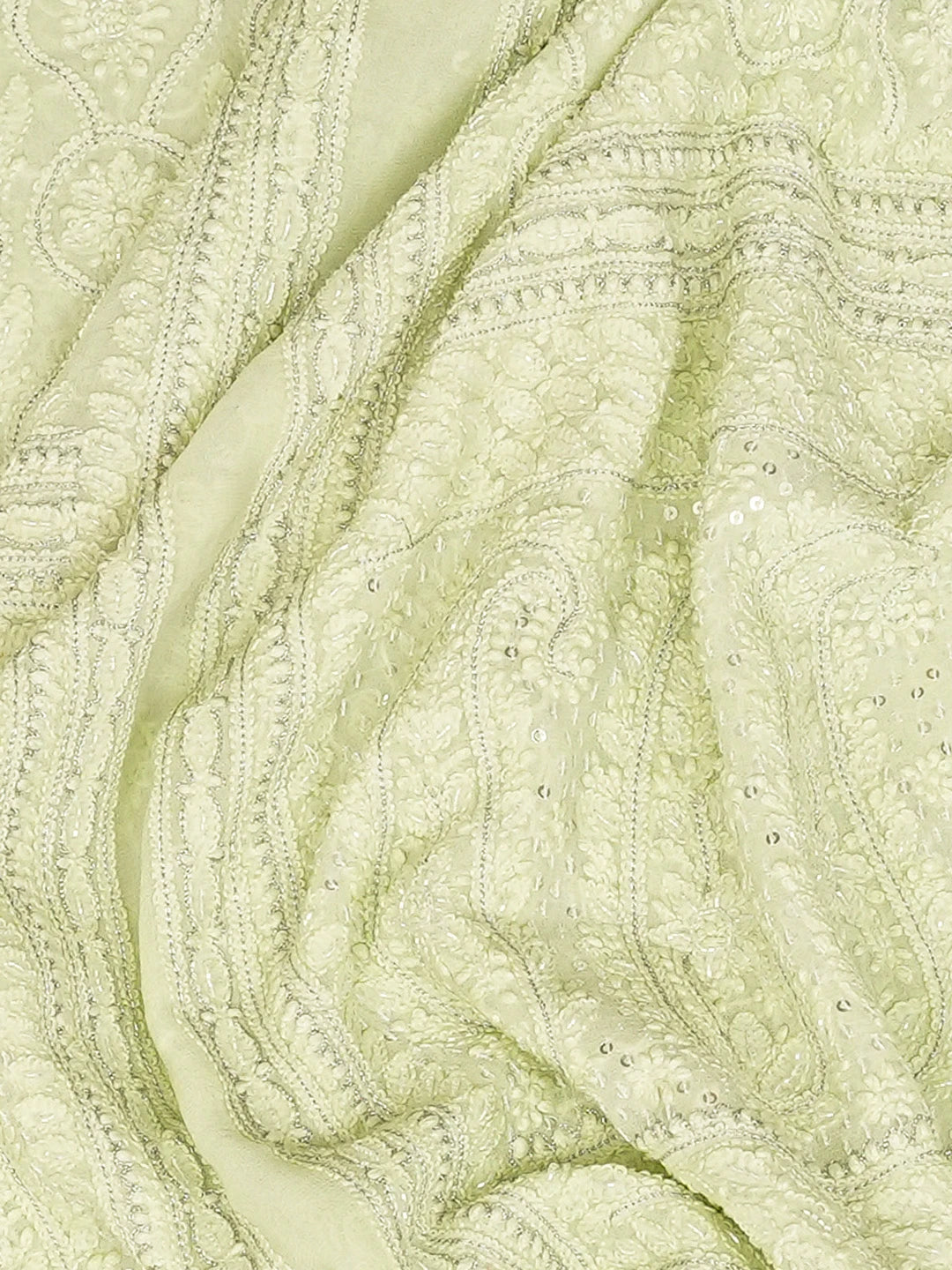 Ada Hand Embroidered Tea Green Viscose Georgette Lucknowi Chikankari Unstitched Men's Sherwani With Cutdana Work 01A296224