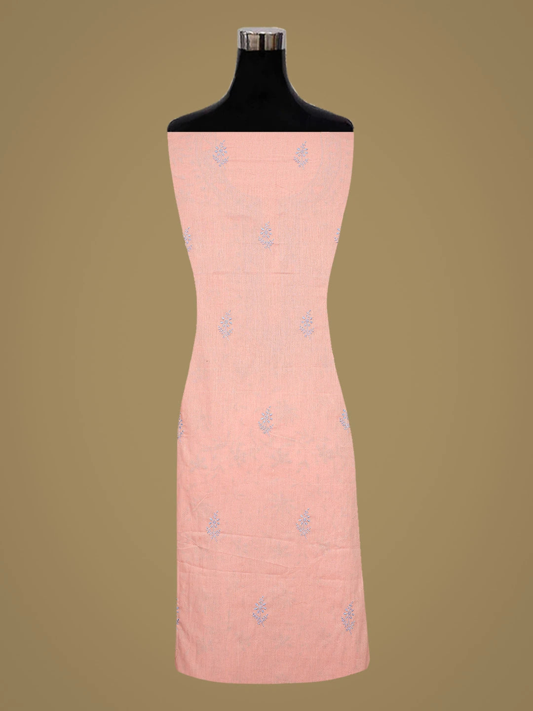 Ada Hand Embroidered Peach Cotton Lucknowi Chikankari Unstitched Suit Piece 01A727713