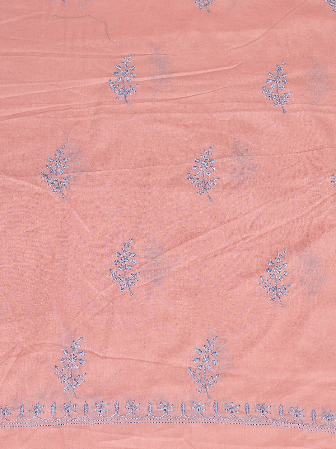 Ada Hand Embroidered Peach Cotton Lucknowi Chikankari Unstitched Suit Piece 01A727713