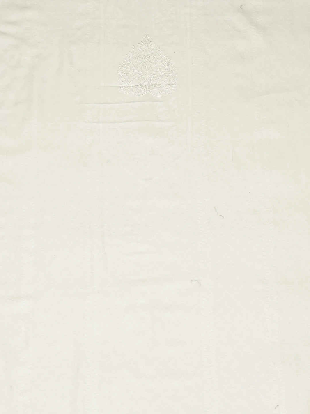 Ada Hand Embroidered White Chanderi Lucknowi Chikankari Unstitched Men's Kurta Piece With Sequinned Work 01A837143