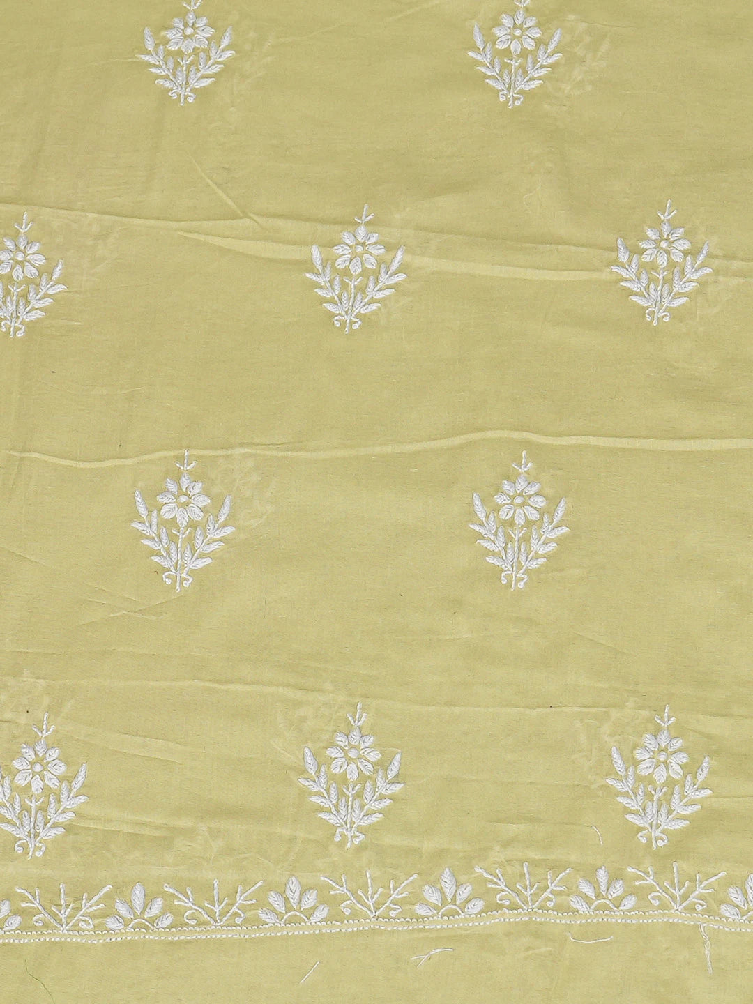 Ada Hand Embroidered Lime Green Cotton Lucknowi Chikankari Unstitched Suit Piece 01A811234