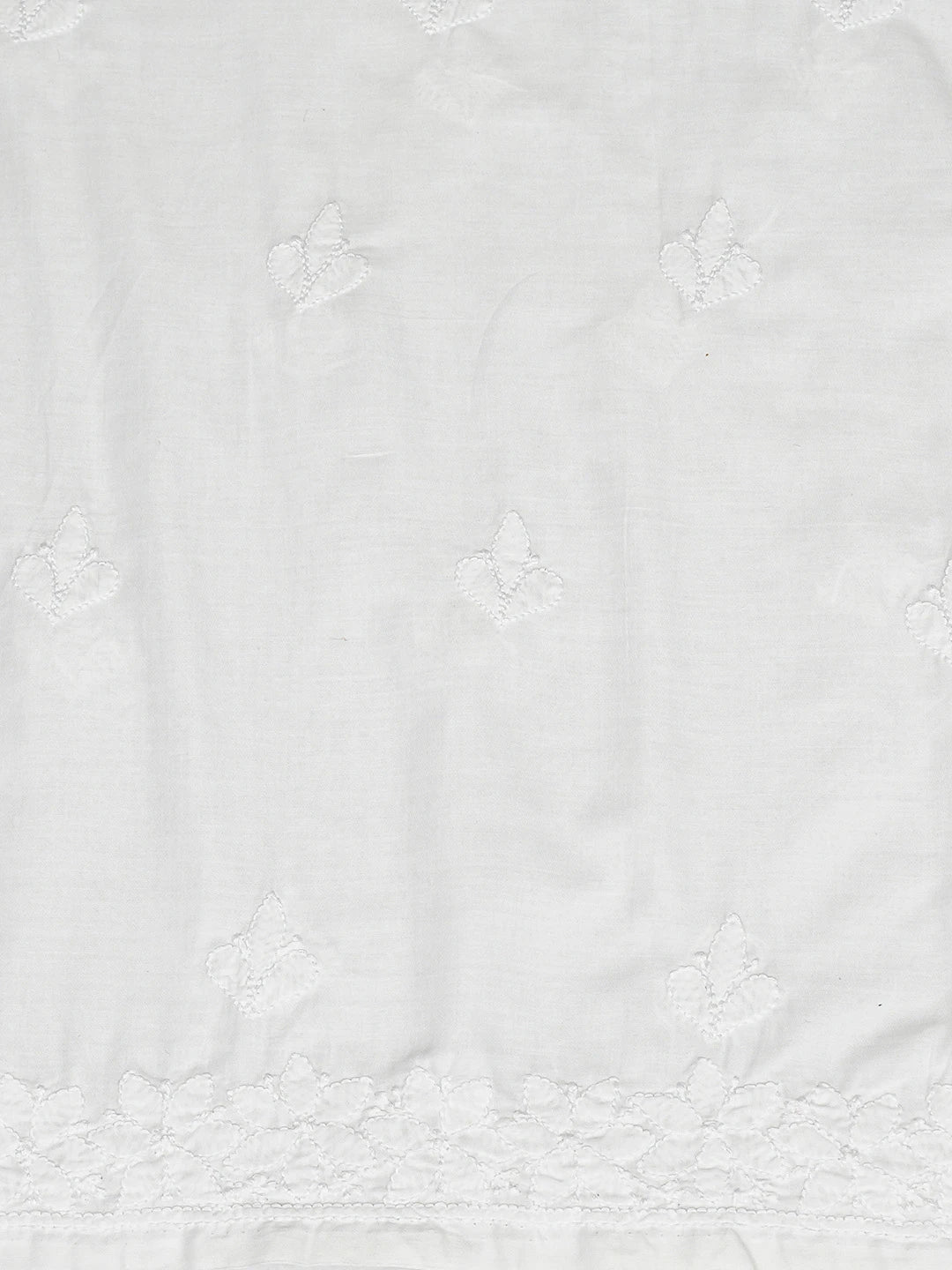 Ada Hand Embroidered White Cotton Lucknowi Chikankari Unstitched Kurta Piece 01A773061