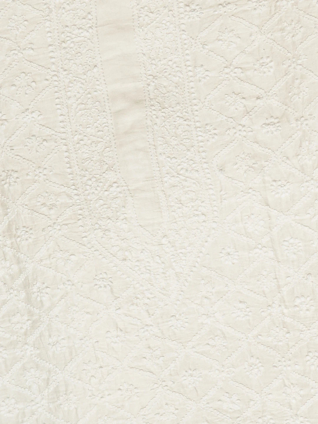 Ada Hand Embroidered White Chanderi Lucknowi Chikankari Unstitched Men's Kurta Piece 01A779407