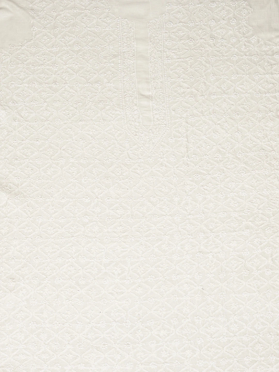 Ada Hand Embroidered White Chanderi Lucknowi Chikankari Unstitched Men's Kurta Piece 01A779407